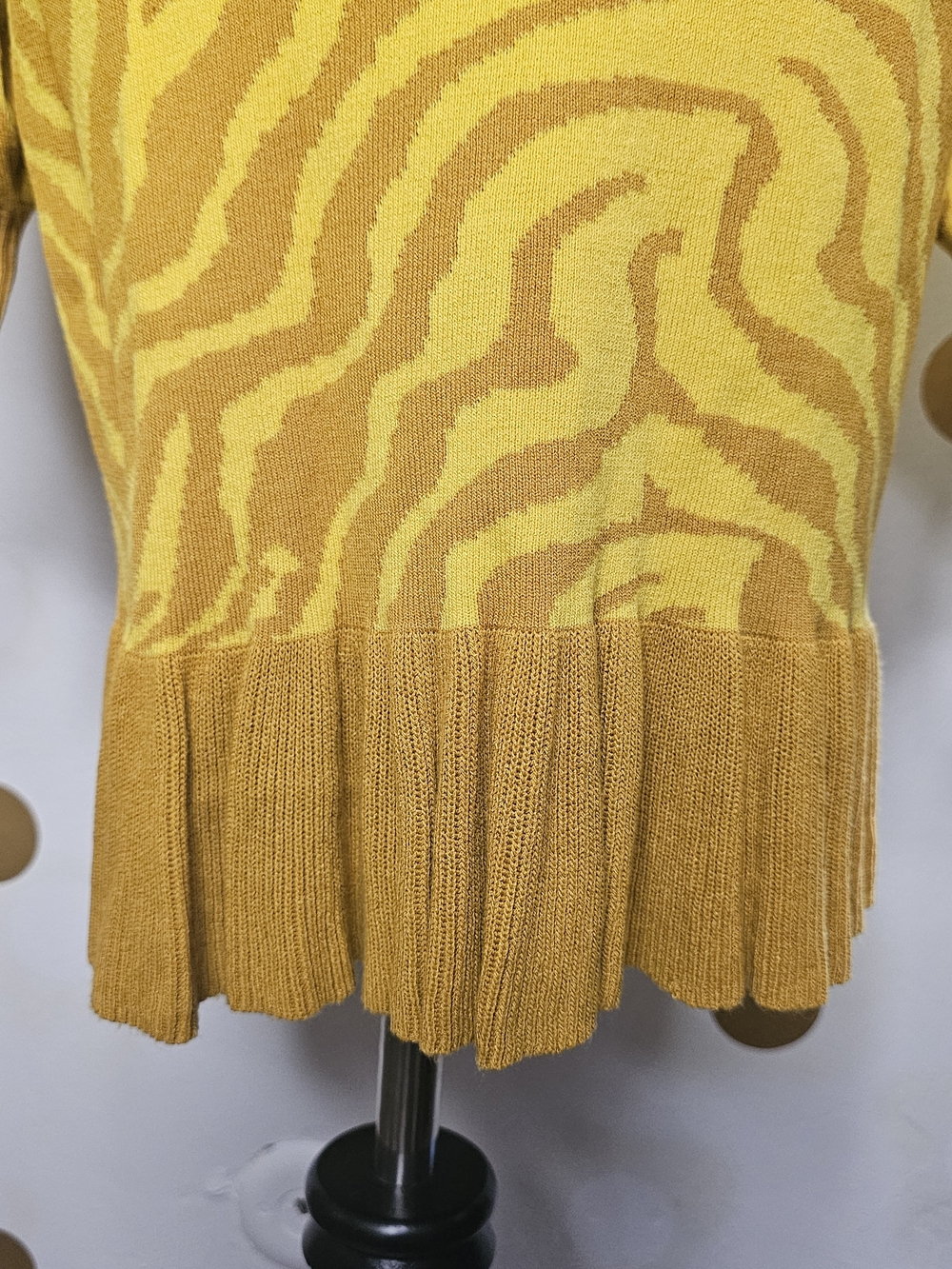SHEIN Yellow Zebra-Print Pleated Hem Knit Mini Dress - Size Small - Picture 5 of 6